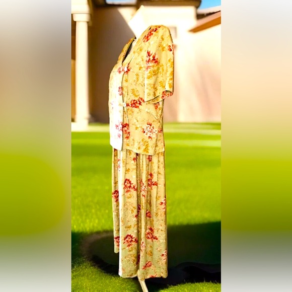 🌹KARIN STEVENS🌹 VTG FLORAL ATTACHED JACKET MULTI LOOKS PEARL BUTTON TEA DRESS - Picture 4 of 13